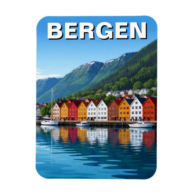 Reise nach Bergen Norwegen Magnet (Vertikal)