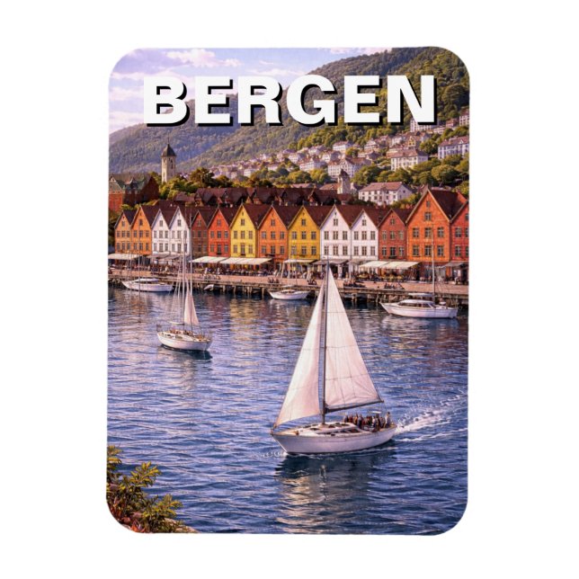 Reise nach Bergen Norwegen Magnet (Vertikal)