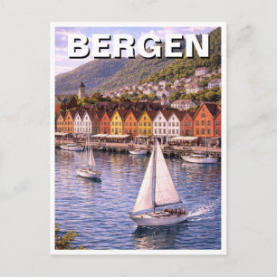 Reise nach Bergen Norwegen Postkarte