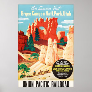 Reise nach Bryce Canyon National Park Utah im Vint Poster