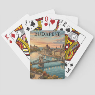 Reise nach Budapest am Donau Fluss im Vintage-Stil Spielkarten