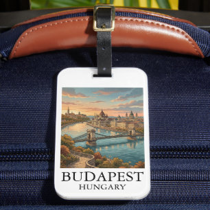 Reise nach Budapest am Donaustrom im Vintage-Stil Gepäckanhänger