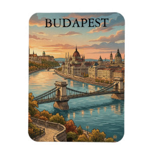 Reise nach Budapest am Donaustrom im Vintage-Stil Magnet