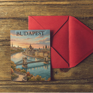 Reise nach Budapest am Donaustrom im Vintage-Stil Postkarte