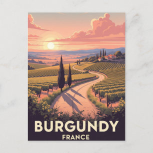 Reise nach Burgund Frankreich im Vintage-Stil Postkarte