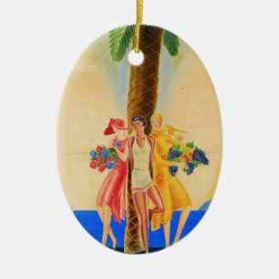 Reise nach Cannes im französischen Vintage-Stil Keramik Ornament
