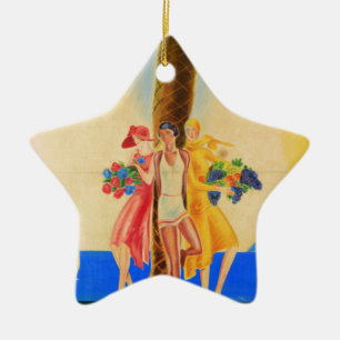 Reise nach Cannes im französischen Vintage-Stil Keramik Ornament