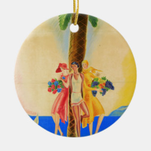Reise nach Cannes im französischen Vintage-Stil Keramikornament
