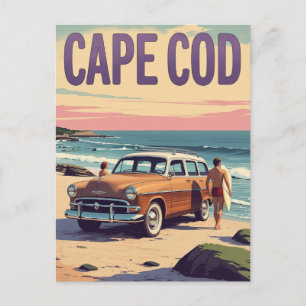 Reise nach Cape Cod MA Surfen im Vintage-Stil Postkarte