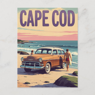 Reise nach Cape Cod MA Surfen im Vintage-Stil Postkarte