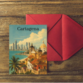 Reise nach Cartagena Kolumbien Karibik im Vintage- Postkarte