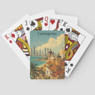 Reise nach Cartagena Kolumbien Karibik im Vintage- Spielkarten