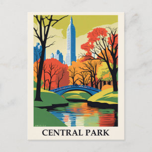 Reise nach Central Park New York City Vintage Postkarte