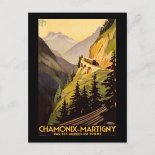 Reise nach Chamonix-Martigny auf alten Art Postkarte