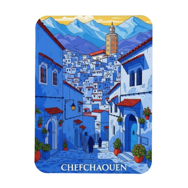 Reise nach Chefchaouen Marokko Magnet (Vertikal)