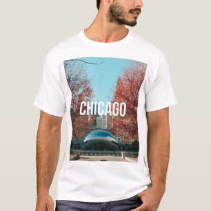 Reise nach Chicago Cloud Gate Bean Herbst Skyline T-Shirt
