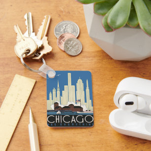 Reise nach Chicago im Vintage-Stil hat alles Stadt Schlüsselanhänger