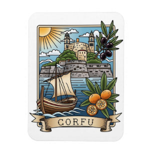 Reise nach Corfu Griechenland Vintage-Sonnenunterg Magnet