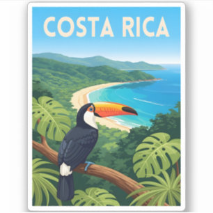 Reise nach Costa Rica im Vintage-Stil Strand Retro Aufkleber