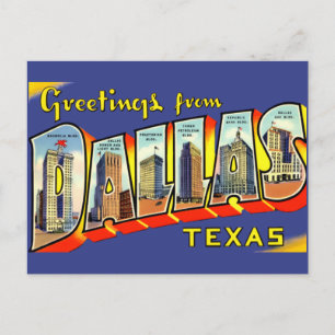 Reise nach Dallas, Texas - Vintage Grüße Postkarte