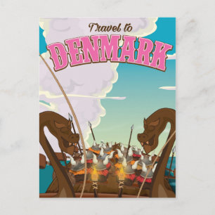 Reise nach Dänemark Cartoon Besuch Reiseplakat Postkarte