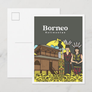 Reise nach Dayak Borneo Kalimanta Indonesien Postkarte