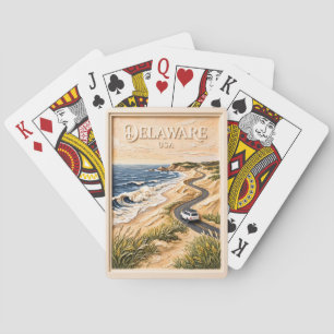 Reise nach Delaware, Vintage-Küstenstraße, Textur Spielkarten