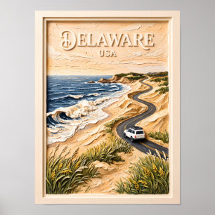 Reise nach Delaware, vintage, texturierte Küstenst Poster