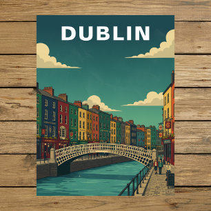 Reise nach Dublin Irland Ha'penny-Brücke Vintage Postkarte