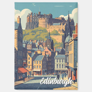 Reise nach Edinburgh Castle im Vintage-Stil Schott Magnet