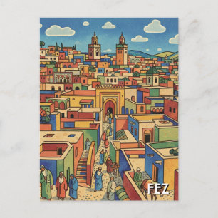 Reise nach Fes Marokko Postkarte