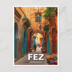 Reise nach Fes Marokko Postkarte