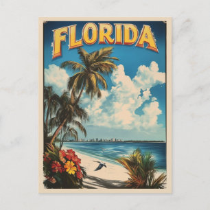 Reise nach Florida mit vintage Strand Ozean Palme Postkarte
