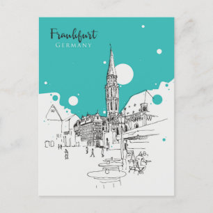 Reise nach Frankfurt Skyline Deutschland Vintage Postkarte