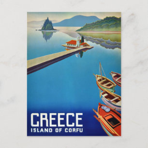Reise nach Griechenland Insel Korfu Vintage Postkarte