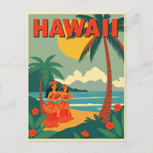 Reise nach Hawaii im Stil der Vergangenheit Postkarte