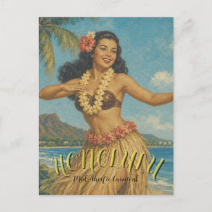 Reise nach Hawaii im Vintage-Stil Feiertagspostkarte
