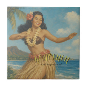 Reise nach Hawaii im Vintage-Stil Fliese