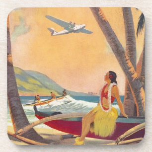 Reise nach Hawaii im Vintage-Stil Getränkeuntersetzer