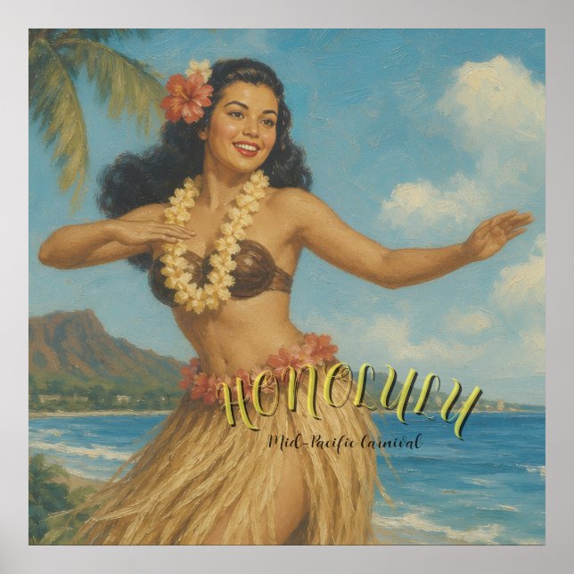 Reise nach Hawaii im Vintage-Stil Poster (Vorne)
