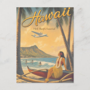 Reise nach Hawaii im Vintage-Stil Postkarte