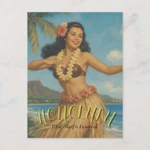 Reise nach Hawaii im Vintage-Stil Postkarte