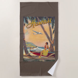 Reise nach Hawaii im Vintage-Stil Strandtuch