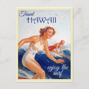 Reise nach Hawaii in alten Zeiten Postkarte