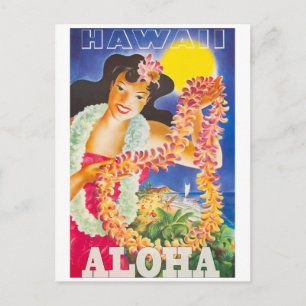 Reise nach Hawaii in alten Zeiten Postkarte