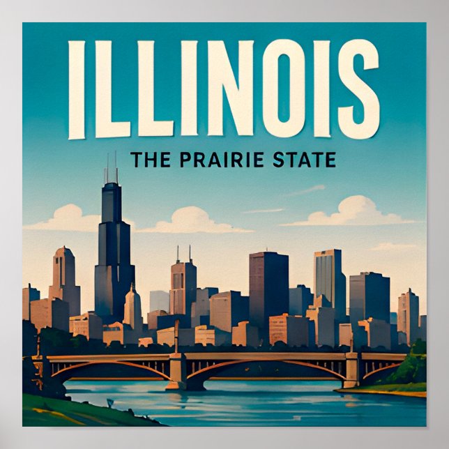 Reise nach Illinois Chicago Springfield Mittlerer  Poster (Vorne)