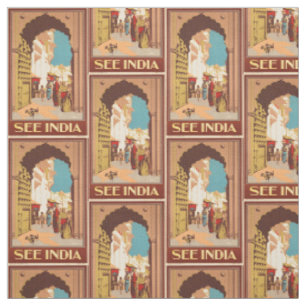 Reise nach Indien im Vintage-Stil anpassbarer Stof Stoff