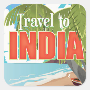 Reise nach Indien Reiseplakat Quadratischer Aufkleber