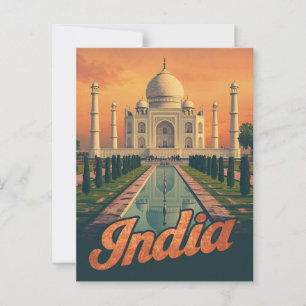 Reise nach Indien Taj Mahal Vintage Postkarte