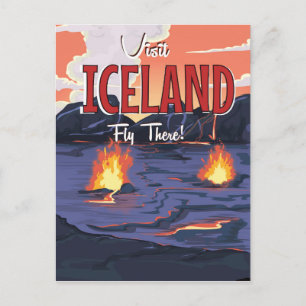 Reise nach Island Vintage-Reiseposter Postkarte